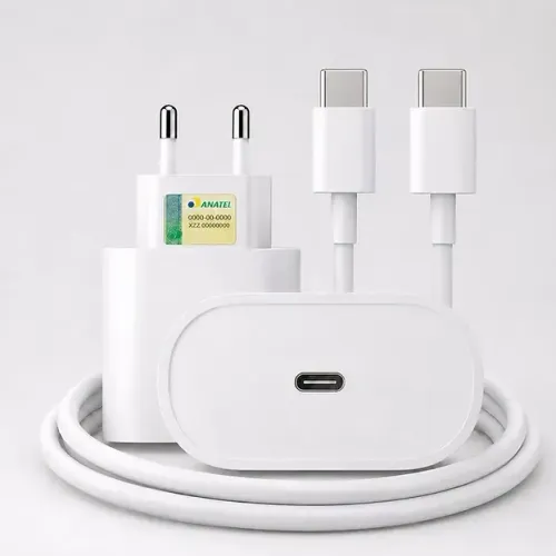 Carregador USB-C Power 20W acompanhado de cabo USB-C