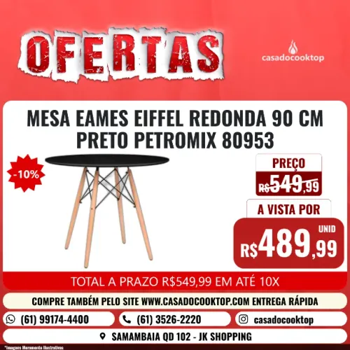 MESA EAMES EIFFEL REDONDA 90 CM - PRETO PETROMIX 80953