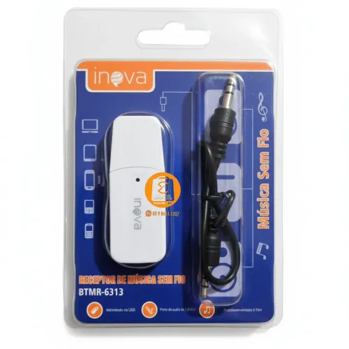 Adaptador USB/ P2 Bluetooth para Som de Carro e Outros Equipamentos BTMR-6313