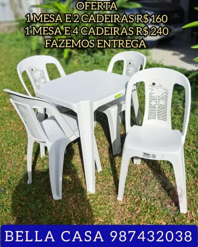 MESA MAIS CADEIRA DE PLASTICO COM OTIMO PREÇO 