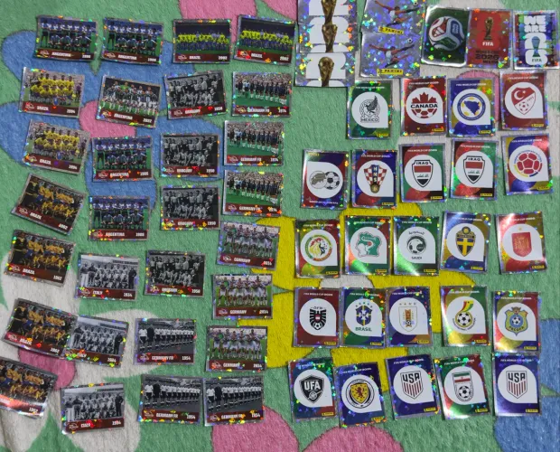 Figurinhas brilhantes da copa