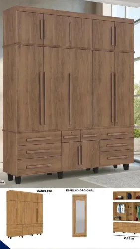 Guarda Roupa Triplex 05 Portas Cor Imbuia