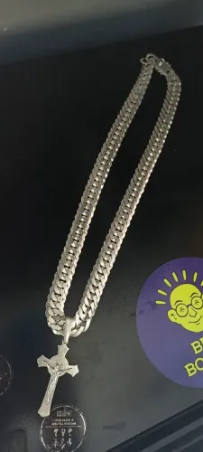 Corrente Groumet Dupla Prata Maciça Fecho Gaveta 70cm 17mm