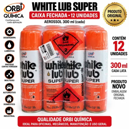 Caixa fechada com 12 unidades - White Lub Super Orbi Química 300 ml