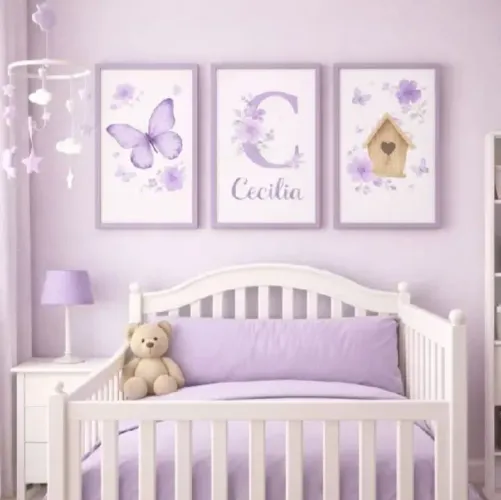 KIT 3 Quadros Decorativos Infantil Nome Personalizado