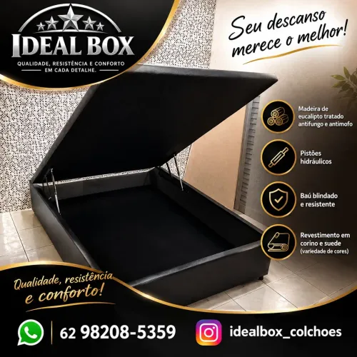BOX BAÚ CASAL INTEIRO 138*188 DIRETO DA FÁBRICA..