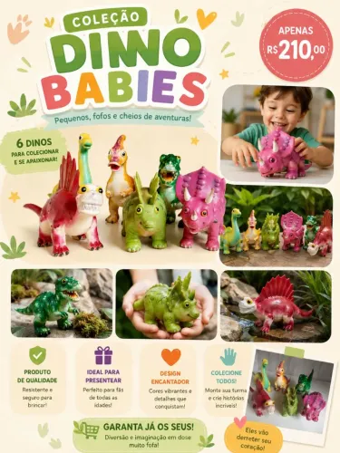 Dino Babies conj. Com 6 Dinos emborrachados