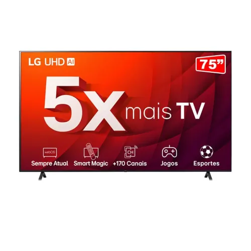 Smart TV 75" 4K LG UHD ThinQ AI 75UR8750PSA, HDR, Bluetooth, 3 HDMI, Bivolt