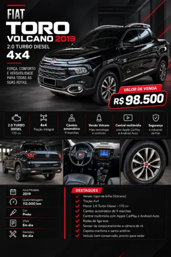 Fiat Toro Volcano 2.0 16V 4X4 TB Diesel Aut. 2019