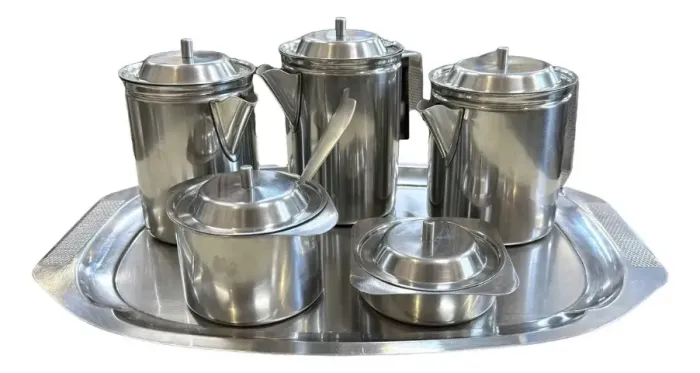 Conjunto Antigo De Bule Café E Chá Em Aço Inox Fracalanza
