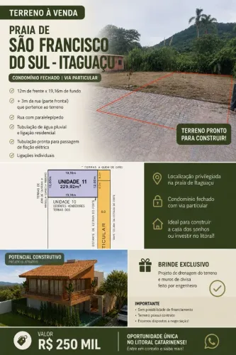 Vendo terreno em condomínio Itaguaçu - São Francisco do Sul
