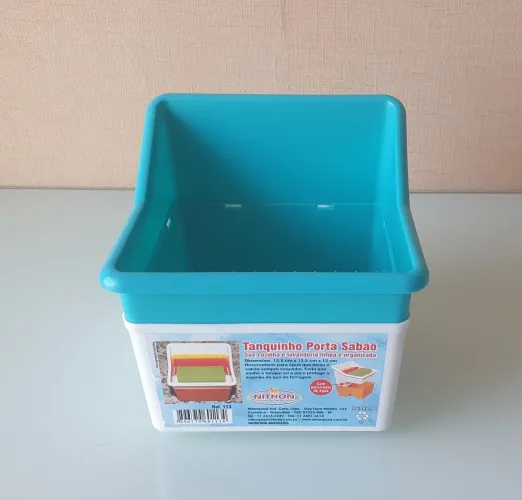 tanquinho porta-sabão nitron azul turquesa