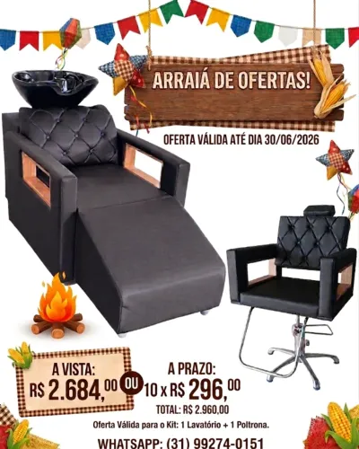 LAVATORIO LUXO CABELEIREIRO + CADEIRA HIDRAULICA FIXA
