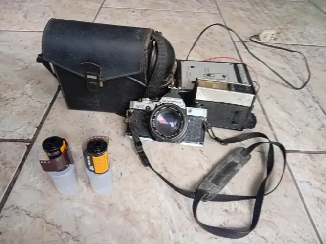 Câmera fotográfica vintage olympus