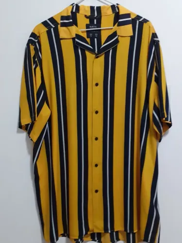 Camisa Masculina Listrada Manga Curta