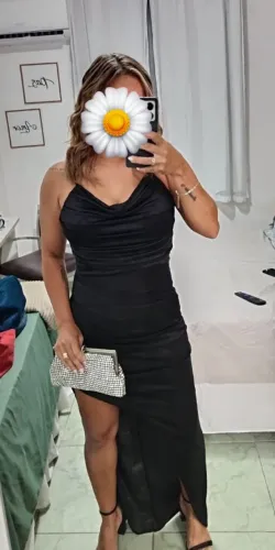 Vestido drapeado M com fenda!<br>Com fenda