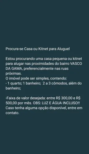 Procura-se Casa para alugar