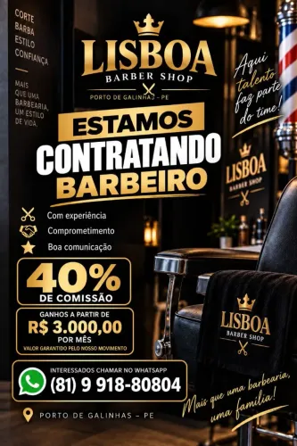 Vaga para barbeiro porto de galinhas