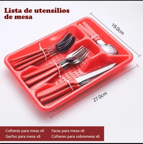 Faqueiro 24 peças vermelho ou preto novo