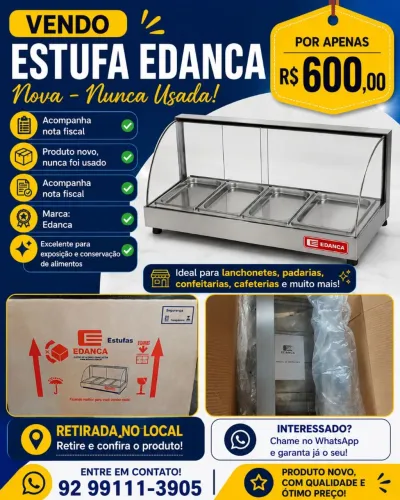 Vendo Estufa para Salgados Edanca