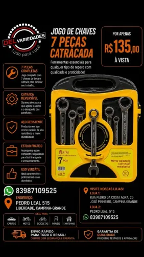 Kit de jogo de chave boca catracada Dell variedades 