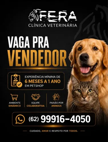 Vaga vendedor de Pet Shop
