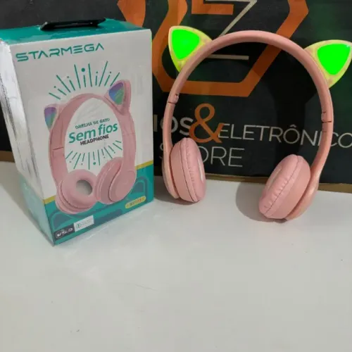 Fone Ouvido Bluetooth Gatinho Sem Fio Com Luzes