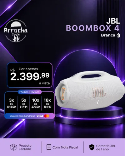 JBL - Caixa de Som Boombox 4 Branca - Lacrado - Com NF - Garantia JBL de 1 ano