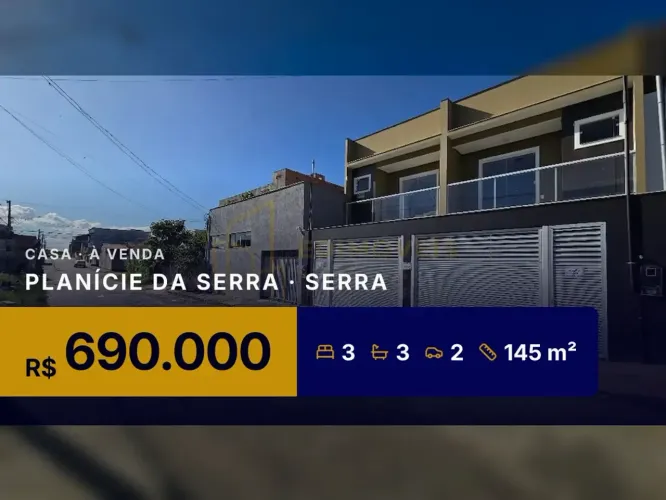 Incrível casa em Planície da Serra, 3 quartos e varanda para relaxar!