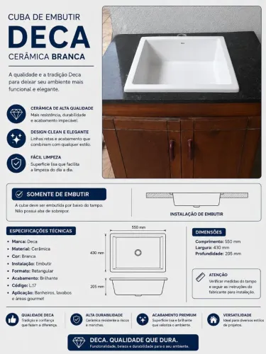 Pia Deca para banheiro