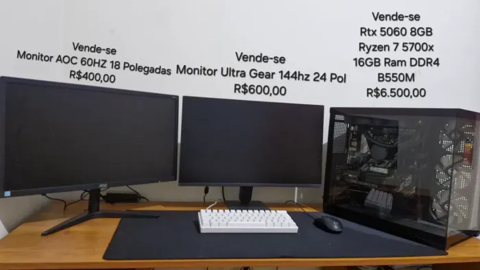 Pc Gamer RTX 5060 8GB Ryzen 7 5700x 16GB Ram 1TB NVME
