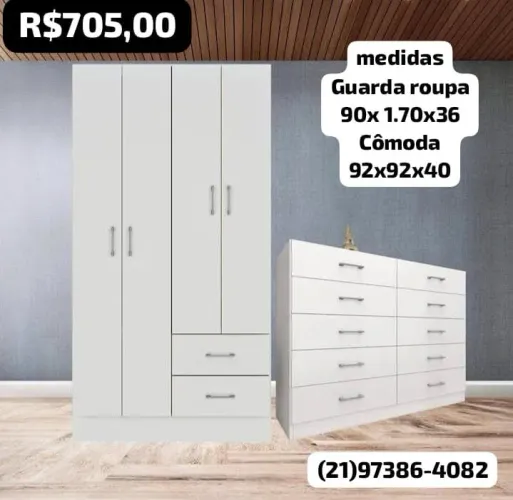 Combo guarda roupa+ comoda
