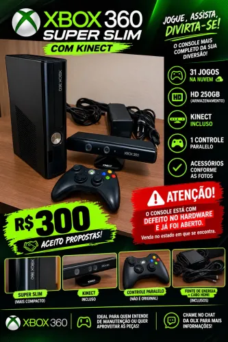 ? XBOX 360 SUPER SLIM ? R$ 300