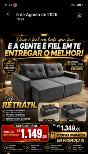 Sofá retrátil últimas unidades unidade em promoção 