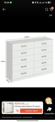 Cômoda para quarto 10 gavetas branca