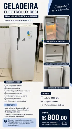 Geladeira Electrolux RE31