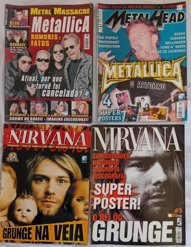Revistas Metallica e Nirvana (Metal Massacre, Metalhead, Editora Escala)
