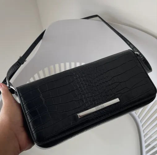 Bolsa Santa Lolla Original Preta Croco - Usada Apenas 1 Vez