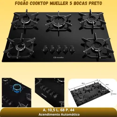 Fogão Cooktop Mueller 5 bocas 