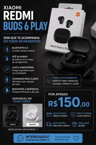 Xiaomi Redmi Buds 6 Play( fone de ouvido) somos de Rio Branco