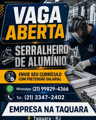 Vaga para serralheiro de alumínio - Taquara RJ