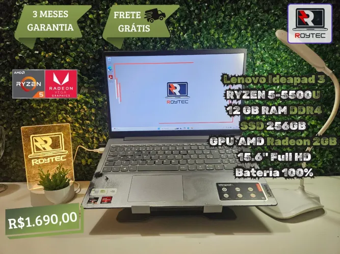 Lenovo Ideapad 3 Ryzen 5 5500U / 12GB RAM / SSD 256GB / GPU AMD Vega 8 2GB / 15.6" FHD