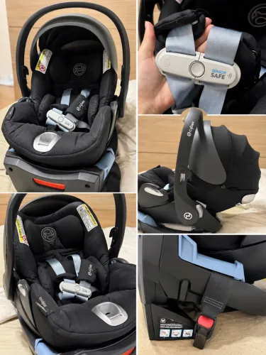 BEBE CONFORTO CYBEX PLATINUM PRETO + BASE COM ISOFIX E BARRA ESTABILIZADORA DE CHÃO
