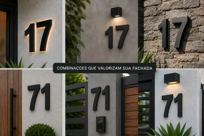 NÚMEROS RESIDENCIAIS 1 E 7 - MODERNOS EM ALTO RELEVO 3D PRETO FOSCO 