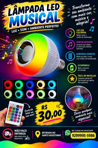 LÂMPADA LED MUSICAL NO PRECINHO