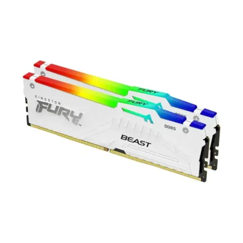 Memória RAM Kingston Fury Beast, RGB, 64GB (2x32GB), 6000MHz, DDR5, CL40, Branco