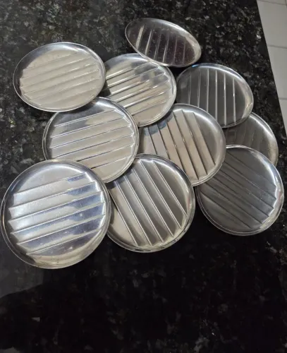 10 porta-copos de inox antigos década de 80