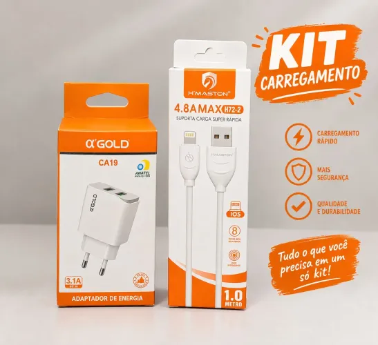 Carregador turbo duplo opção para iphones ou tipo c escolha sua opção