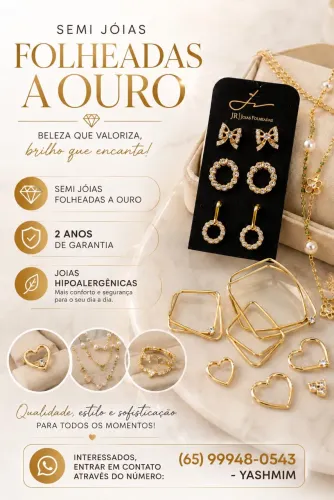 Semi joias hipoalergênicos folheadas a ouro (homens, mulheres e infantil)