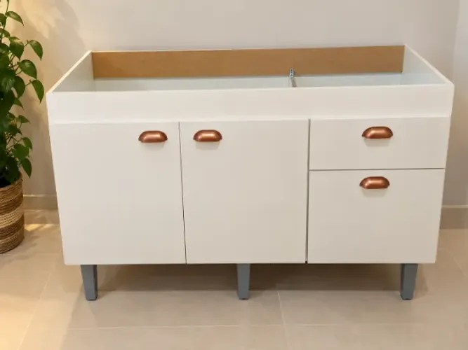 Balcão para Pia De Cozinha Premium 1.20m Branco NOVO Promoção
